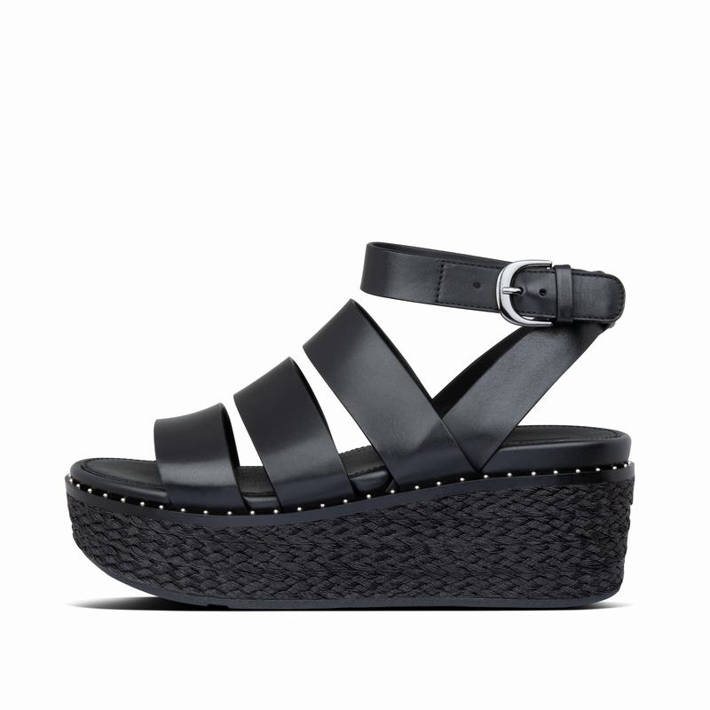 FitFlop Eloise Ankle Strap Espadrille Schwarz - FitFlop Keilsandalette Damen Schweiz [GVTR-80251]